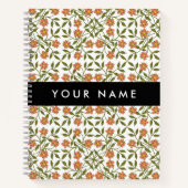Oranje bloemen, bloemmotief, Boho, Jouw naam Notitieboek (Voorkant)