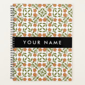 Oranje bloemen, bloemmotief, Boho, Jouw naam Planner (Voorkant)