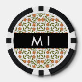 Oranje bloemen, bloemmotief, Boho, Jouw naam Poker Chips (Voorkant)