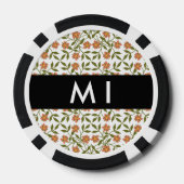 Oranje bloemen, bloemmotief, Boho, Jouw naam Poker Chips (Achterkant)