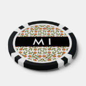 Oranje bloemen, bloemmotief, Boho, Jouw naam Poker Chips (Enkel)