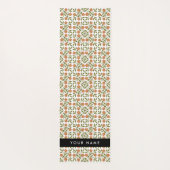Oranje bloemen, bloemmotief, Boho, Jouw naam Yogamat (Achterkant)