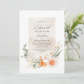 Oranje Bloemen Boho Elegant Repetitie Diner Kaart (Staand voorkant)