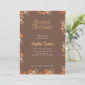 Oranje Bloemen Border Bruin Vrijgezellenfeest Kaart (Staand voorkant)