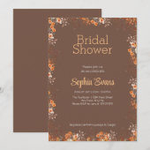 Oranje Bloemen Border Bruin Vrijgezellenfeest Kaart (Voorkant / Achterkant)