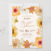 Oranje bloemen bruidsdouche kaart (Voorkant)