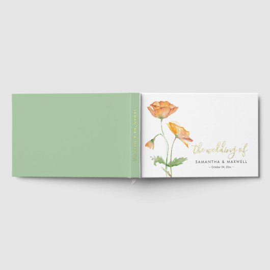 Oranje bloemen bruiloft thema gastenboek (Volledig)