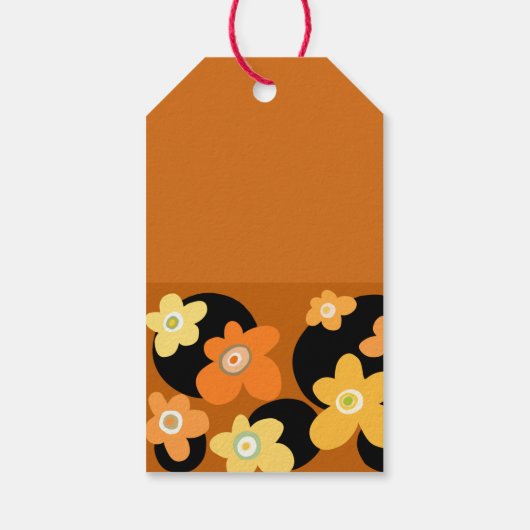 Oranje bloemen cadeaulabel (Achterkant)