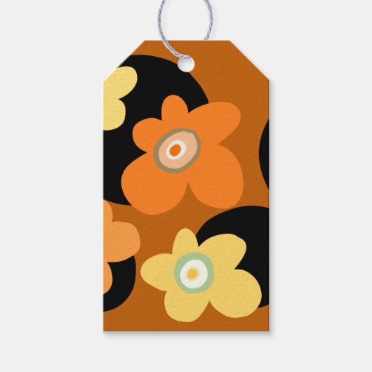 oranje bloemen cadeaulabel (Voorkant)
