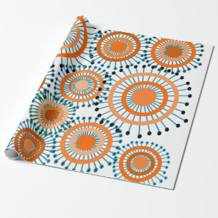 Oranje bloemen cadeaupapier