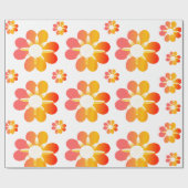 Oranje bloemen cadeaupapier (Vlak)