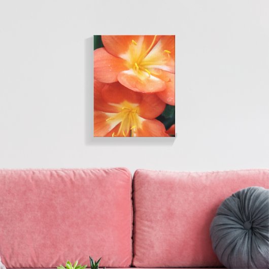 Oranje bloemen canvas afdruk (Insitu (Woonkamer))