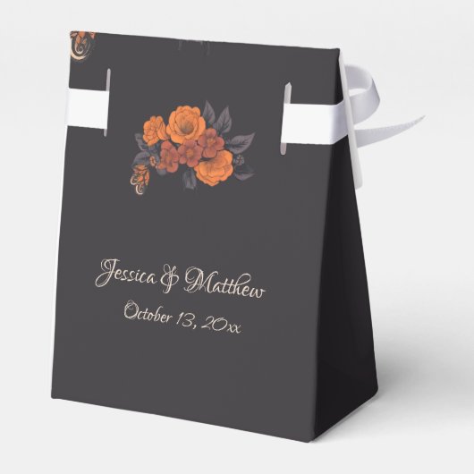 Oranje bloemen eenvoudig elegant dank u bedankdoosjes (Achterkant)