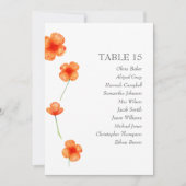 Oranje bloemen. Eenvoudige bruiloft Zitkaarten Kaart (Voorkant)