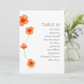 Oranje bloemen. Eenvoudige bruiloft Zitkaarten Kaart (Staand voorkant)