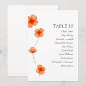 Oranje bloemen. Eenvoudige bruiloft Zitkaarten Kaart (Voorkant / Achterkant)