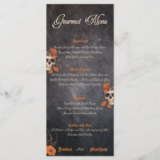 Oranje bloemen Elegant eenvoudig gastronomisch men Menu