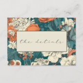 Oranje bloemen Elegante bruiloft de details Informatiekaartje (Voorkant)