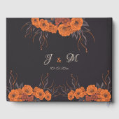Oranje bloemen elegante bruiloft gastenboek (Achterkant)