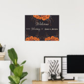 Oranje bloemen elegante bruiloft poster (Thuiskantoor)