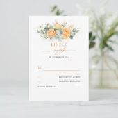 Oranje bloemen Elegante bruiloft RSVP (Staand voorkant)