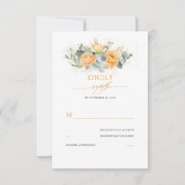 Oranje bloemen Elegante bruiloft RSVP Kaartje