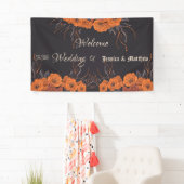 Oranje bloemen elegante bruiloft spandoek (Insitu)