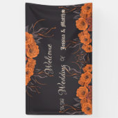 Oranje bloemen elegante bruiloft spandoek (Verticaal)