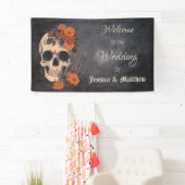 Oranje bloemen elegante bruiloft spandoek (Insitu)