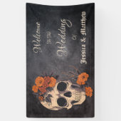 Oranje bloemen elegante bruiloft spandoek (Verticaal)