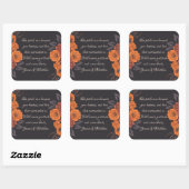Oranje Bloemen Elegante Dankbaarheid Bruiloft Stic Vierkante Sticker (Vel)