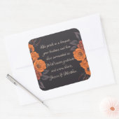 Oranje Bloemen Elegante Dankbaarheid Bruiloft Stic Vierkante Sticker (Envelop)