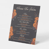 Oranje bloemen Elegante drinken Menu Reclamebord Met Voetstuk (Voorkant)