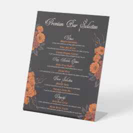 Oranje bloemen Elegante drinken Menu Reclamebord Met Voetstuk