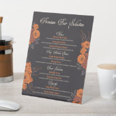 Oranje bloemen Elegante drinken Menu Reclamebord Met Voetstuk (Insitu)