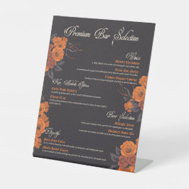 Oranje bloemen Elegante drinken Menu Reclamebord Met Voetstuk