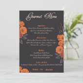 Oranje bloemen elegante gourmet menu (Staand voorkant)