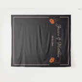 Oranje bloemen Elegante minimalis bruiloft achterg Wandkleed (Voorkant (horizontaal))