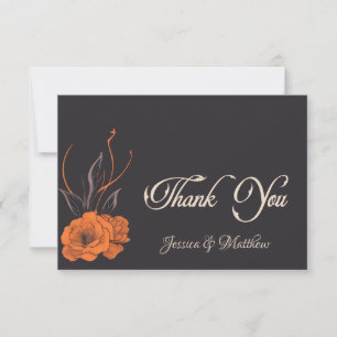 Oranje bloemen Elegante minimalistische bruiloft Bedankkaart