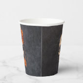 Oranje bloemen elegante schedel bruiloft papieren bekers (Rechts)