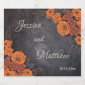 Oranje bloemen elegante traditionele bruiloft sparkling wijnetiket (Enkel label)