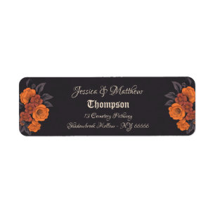 Oranje Bloemen Elegante Traditionele Trouwadres Etiket
