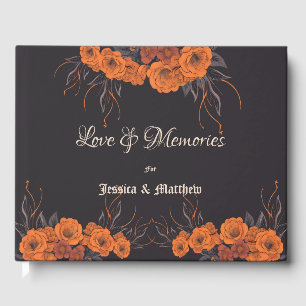 Oranje Bloemen Elegante Trouwdag Gastenboek