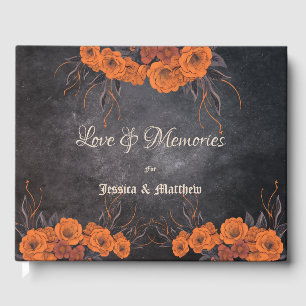 Oranje Bloemen Elegante Trouwdag Gastenboek