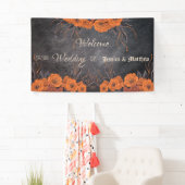 Oranje Bloemen Elegante Trouwdag Spandoek (Insitu)