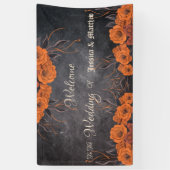 Oranje Bloemen Elegante Trouwdag Spandoek (Verticaal)