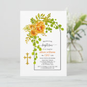 Oranje bloemen en baptisme op de borst kaart (Staand voorkant)