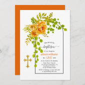 Oranje bloemen en baptisme op de borst kaart (Voorkant / Achterkant)