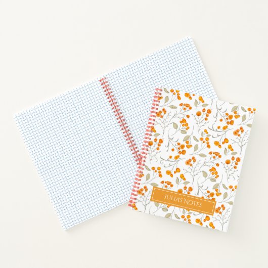 Oranje bloemen en bladtakken patroon persoonlijk notitieboek (Binnen)