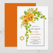 Oranje bloemen en bloemkool Bat Mitzvah Kaart (Voorkant / Achterkant)